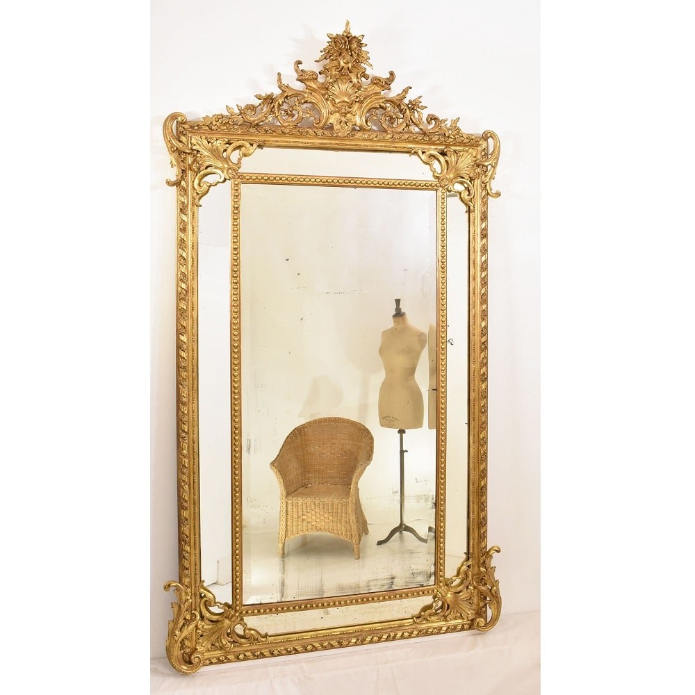 SPCP148 1a antique gilt mirror old mirror glass rectangle mirror XIX century.jpg